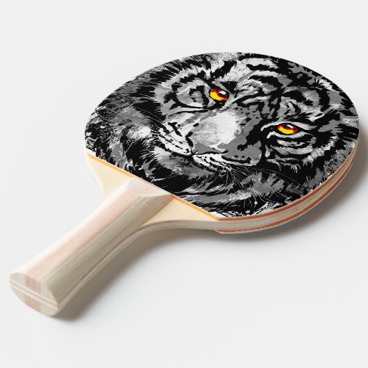 Grey Tiger Head - Tiger Ping Pong Paddle Tafeltennisbatje (Voorkant Gekanteld)