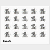 Grey Tiger Kitten Blue Baby Boy Ronde Sticker (Vel)