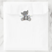 Grey Tiger Kitten Blue Baby Boy Ronde Sticker (Tas)