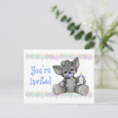 Grey Tiger Kitten Blue Baby shower Invitation Uitnodiging Briefkaart (Staand voorkant)