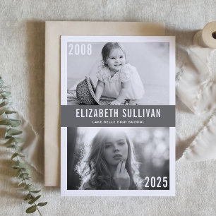 Grey Toen En Nu Foto Collage Afstuderen Kaart