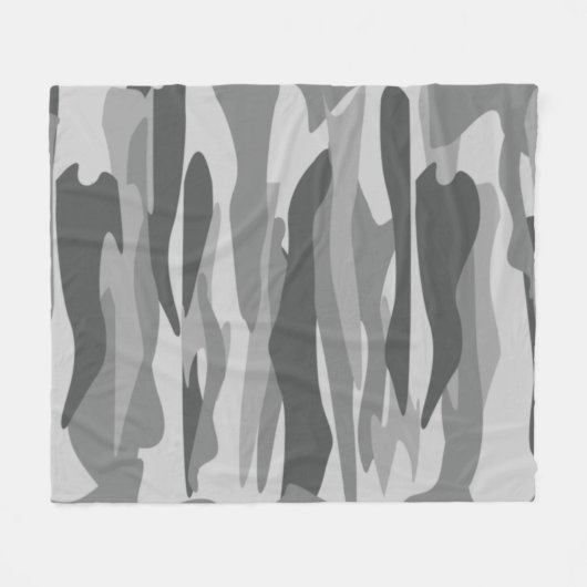 Grey Tone Abstract Camouflage Fleece Deken (Voorkant (Horizontaal))