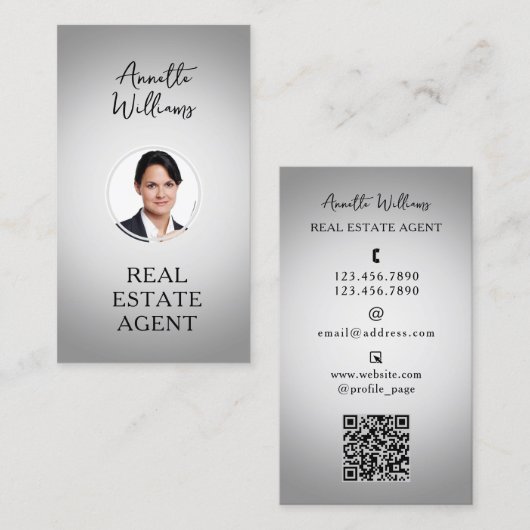 Grey tone portret foto makelaar visitekaartje (Voorkant / Achterkant)