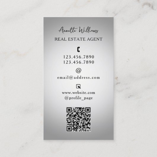 Grey tone portret foto makelaar visitekaartje (Achterkant)