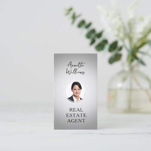 Grey tone portret foto makelaar visitekaartje (Staand voorkant)