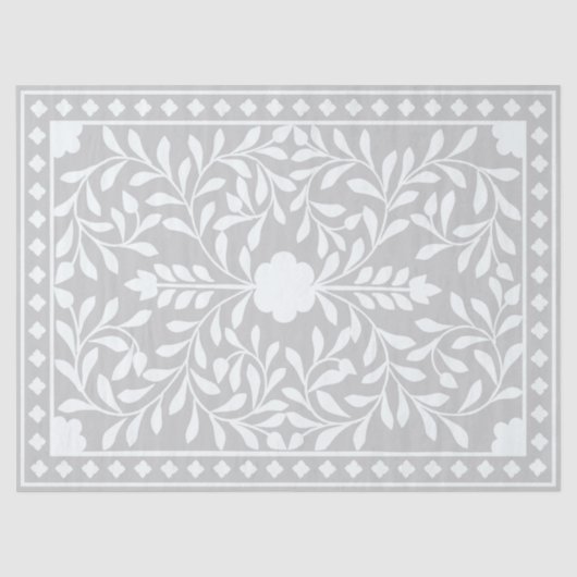 Grey Traditional Bone Inlay Decoupage Paper Tissuepapier (Voorkant)