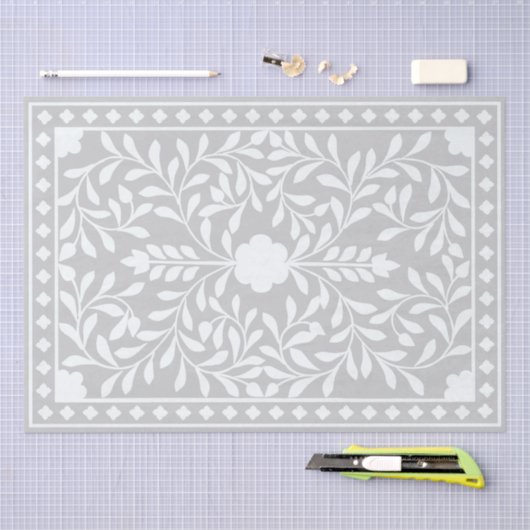 Grey Traditional Bone Inlay Decoupage Paper Tissuepapier (Craft)