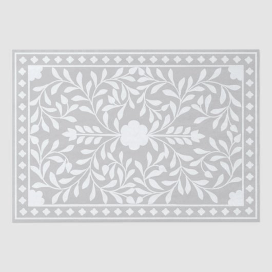 Grey Traditional Bone Inlay Decoupage Paper Tissuepapier (Voorkant)