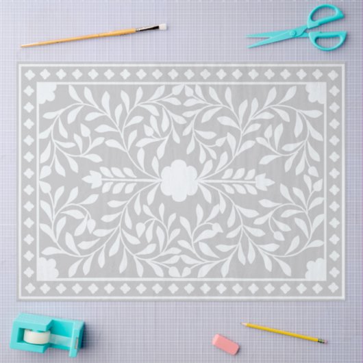 Grey Traditional Bone Inlay Decoupage Paper Tissuepapier (Craft)