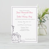 Grey Travel Compass bruiloft uitnodiging (Staand voorkant)