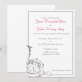 Grey Travel Compass bruiloft uitnodiging (Voorkant / Achterkant)