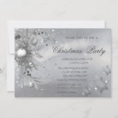 Grey Tree Branch Balls Sneeuwvlokken Kerstmis Kaart (Voorkant)