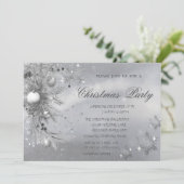 Grey Tree Branch Balls Sneeuwvlokken Kerstmis Kaart (Staand voorkant)