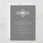 Grey Trendy Lace Flourish Initials Wedding Photo Save The Date (Achterkant)