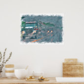 Grey Truck Highway Driving in Rain Art Poster 5 (Keuken)