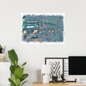 Grey Truck Highway Driving in Rain Art Poster 5 (Thuiskantoor)