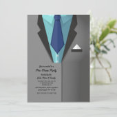 Grey Tux Invitation Kaart (Staand voorkant)