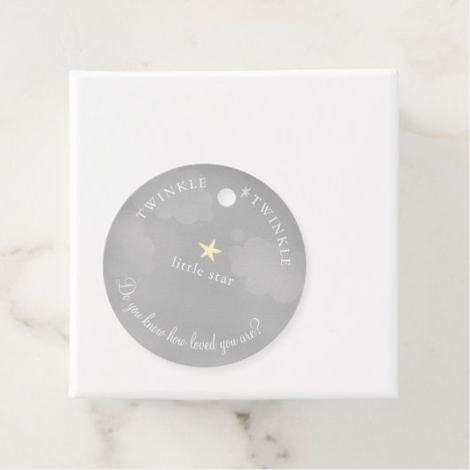Grey Twinkle Little Star Baby shower Verjaardag Bedankjes Labels (In situ)