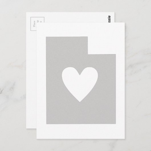 Grey Utah Shape met Heart Grey Utahan Love Adore Briefkaart (Voorkant / Achterkant)