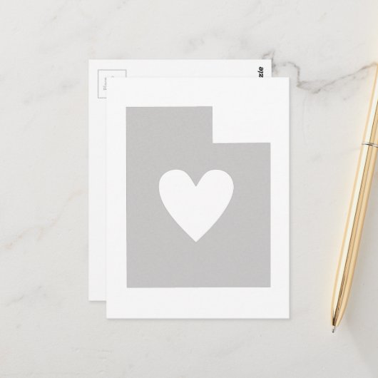 Grey Utah Shape met Heart Grey Utahan Love Adore Briefkaart (Voorkant / Achterkant in situ)