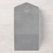 Grey Velvet Elegant Baroque Frame Wedding All In One Uitnodiging (Buitenkant)