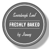 Grey | vers gebakken door ronde sticker