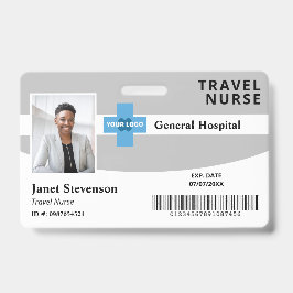 Grey Voeg uw Logo Hospital medewerker Foto-ID toe Badge