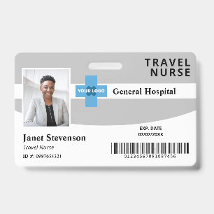 Grey Voeg uw Logo Hospital medewerker Foto-ID toe Badge
