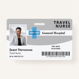 Grey Voeg uw Logo Hospital medewerker Foto-ID toe Badge