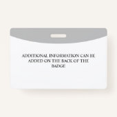 Grey Voeg uw Logo Hospital medewerker Foto-ID toe Badge (Achterkant)