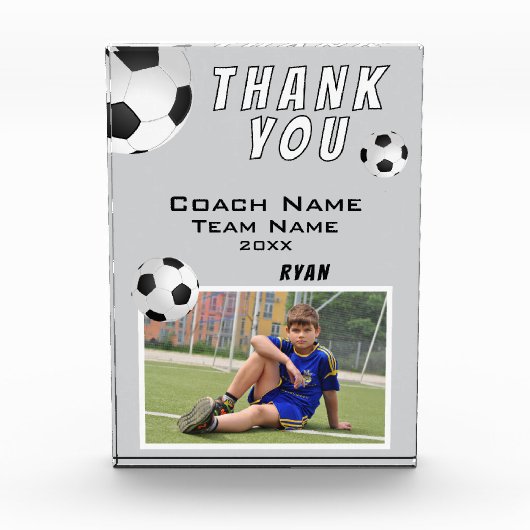 Grey Voetbal Football Ball Sport Coach Dank u Fotoblokken (Voorkant)