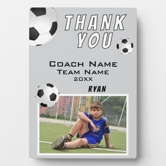 Grey Voetbal Football Ball Sport Coach Dank u Fotoplaat (voorkant)