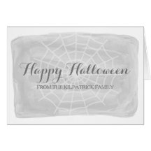 Grey Waterverf Spider Web Halloween Kaart