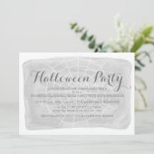 Grey Waterverf Spider Web Halloween Party nodigt u Kaart (Staand voorkant)