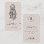 Grey Wavy Hair Haarstylist Voeg Logo en sociale me Visitekaartje (Voorkant / Achterkant)