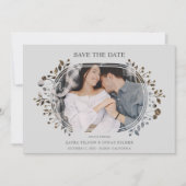 Grey Wedding Fancy Ornament Frame Flowers Photo (Voorkant)
