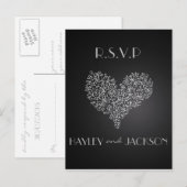 Grey Wedding RSVP briefkaarten "Met Liefde" (Voorkant / Achterkant)