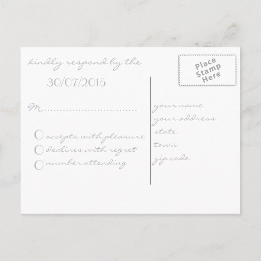 Grey Wedding RSVP briefkaarten "Met Liefde" (Achterkant)