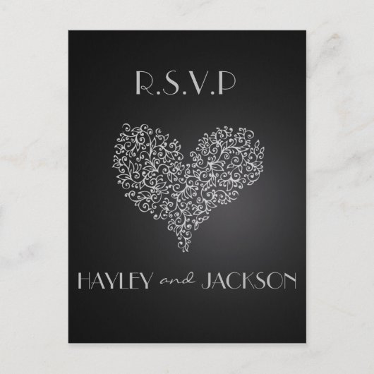Grey Wedding RSVP briefkaarten "Met Liefde" (Voorkant)