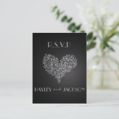 Grey Wedding RSVP briefkaarten "Met Liefde" (Staand voorkant)