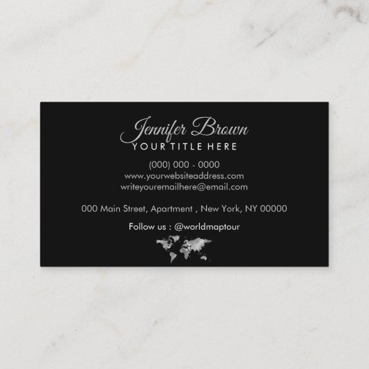 Grey Wereldkaart Trip Wereldbol Revel Agent Visitekaartje (Achterkant)