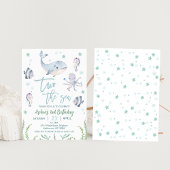 Grey Whale Two het Zee 2e Verjaardagsuitnodiging Kaart