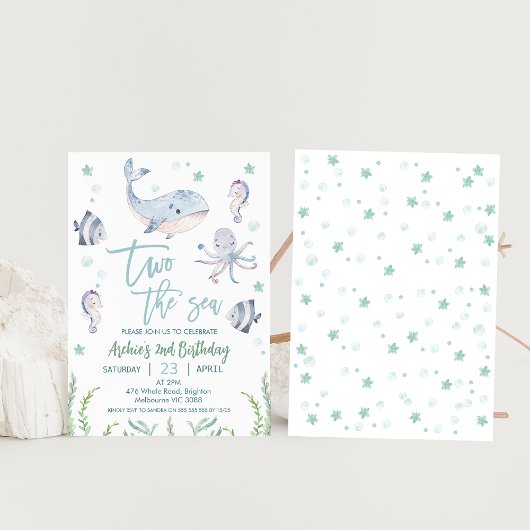 Grey Whale Two het Zee 2e Verjaardagsuitnodiging Kaart