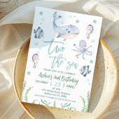 Grey Whale Two het Zee 2e Verjaardagsuitnodiging Kaart