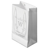 Grey Whimsical Flourish Monogram Gift Bag Klein Cadeauzakje (Voorkant Gekanteld)