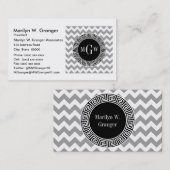 Grey Whisky Chevron Black Griekse sleutel 3 Monogr Visitekaartje (Voorkant / Achterkant)