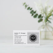 Grey Whisky Chevron Black Griekse sleutel 3 Monogr Visitekaartje (Staand voorkant)
