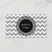 Grey Whisky Chevron Black Griekse sleutel 3 Monogr Visitekaartje (Achterkant)