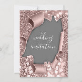 Grey White 3D Roos Gold Weddenschap Glitter Kaart (Voorkant)