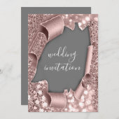 Grey White 3D Roos Gold Weddenschap Glitter Kaart (Voorkant / Achterkant)